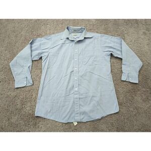 Vintage John Clarendon Button Up Shirt Mens 16‎ Blue Single Needle Made in USA